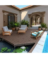12" Patio Deck Tiles, Diy Interlocking, Indoor/Outdoor, Easy Install, 44pcs Red Brown