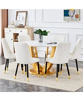 Snow Mountain White Round Dining Set