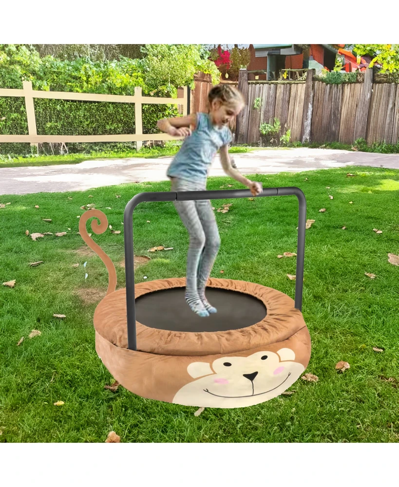 Assembled children's trampoline happy expression outdoor and indoor dual-use Monkey black and red foldable iron tube for kids age 3 - 7