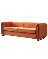 Contemporary Soft Velvet Sofa Couch 84.25"W for Living Room, Orange
