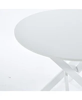 Modern Round Dining Table with Cross Metal Legs