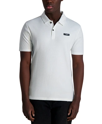 Karl Lagerfeld Paris Men's Short Sleeve Ribbed Polo Shirt