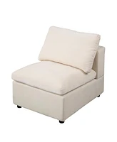 Modern Upholstered Middle Module for Modular Sectional,Sectional Sofa Couch Accent Armless Chair, Chenille Beige
