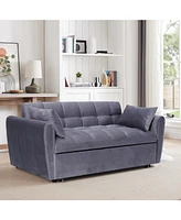 3-in-1 Velvet Sofa Bed with Adjustable Back (64.9", Dark Grey)
