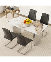 Pandora Sintered Stone Dining Table & 4 Black Chairs