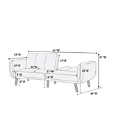 Blue Grey Convertible Sofa with Wooden Legs