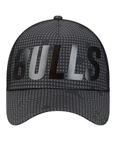 New Era Men's Black Chicago Bulls Midnight Ink Tonal A-Frame Trucker 9FORTY Adjustable Hat