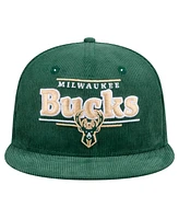 New Era Men's Hunter Green Milwaukee Bucks Throwback Display Corduroy 9FIFTY Snapback Hat