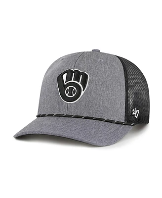 '47 Brand Men's Charcoal Milwaukee Brewers Carbon Rope Trucker Adjustable Hat