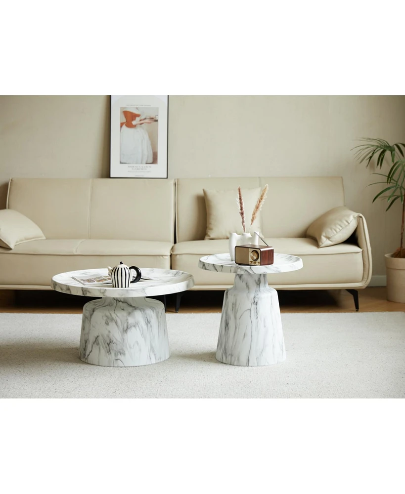 mitation marbed metal end table set