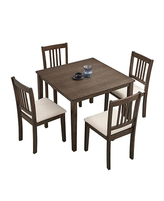 Mid-Century Modern Dining Table Set (1 Table, 4 Chairs)