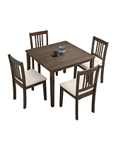 Mid-Century Modern Dining Table Set (1 Table, 4 Chairs)