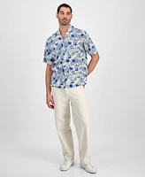 Hugo by Boss Men's Eligino Relaxed Fit Short Sleeve Abstract Print Button-Front Camp Shirt