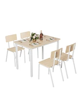 5-Piece Dining Set for 4: Kitchen Table & Chairs, Metal & Mdf, Compact