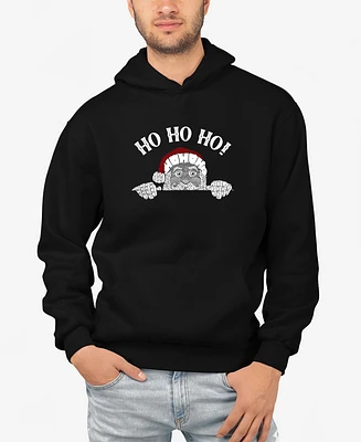 La Pop Art Men's Peeking Santa Word Hooded Sweatshirt