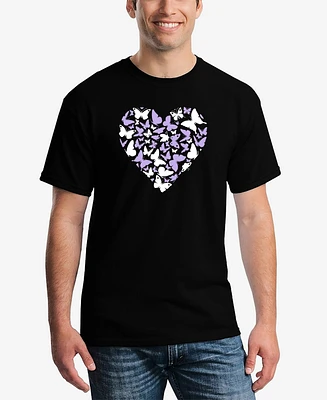 La Pop Art Men's Butterfly Heart Word T-Shirt