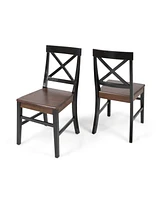 Farmhouse Dining Chair Set (2) Rustic, Stylish, Durable Acacia Wood