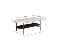 Coffee table ceramic Coffee Table, Mdf painting Double Layer Coffee Table for Living Room, white ceramic and Coffee Brown Bottom Shelf