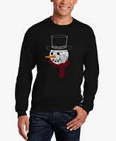 La Pop Art Men's Snowman Face Word Crewneck Sweatshirt