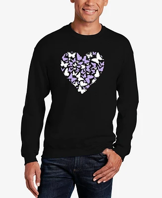 La Pop Art Men's Butterfly Heart Word Crewneck Sweatshirt
