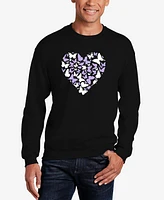 La Pop Art Men's Butterfly Heart Word Crewneck Sweatshirt