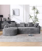 Boucle Sofa 3 Seater for Living Room Oversized Comfy Sofa L-Shape Sofa Couch with Chaise Home Furniture Sleeper Sectional Sofa for Apartment, Office L