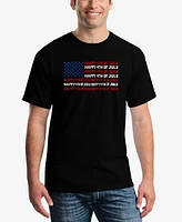 La Pop Art Men's Happy 4th of July Word T-Shirt