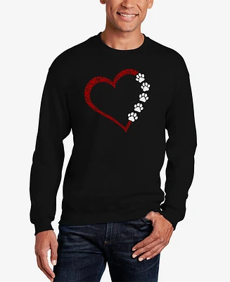 La Pop Art Men's Meow Heart Word Crewneck Sweatshirt