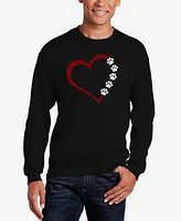 La Pop Art Men's Meow Heart Word Crewneck Sweatshirt
