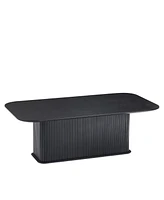 Coffee Table Black Oak Wood Surface and Black Metel Feet