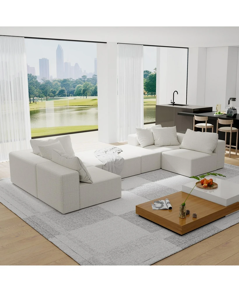 Modern Upholstered Sectional Sofa Couch Set, 132" L-Shaped