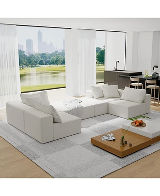 Modern Upholstered Sectional Sofa Couch Set, 132" L-Shaped