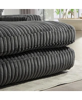 Corduroy lazy sofa With 3 back pillows,Comfy Sofa- Deep Seat Couch for Living Room,Club (Dark Gray)