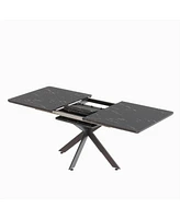 Extendable Dining Table and Armless Chair Set for 6-8 (62.4" - 78.15" Table)