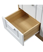 Freestanding Storage Cabinet with Adjustable Shelf and Removable Drawers