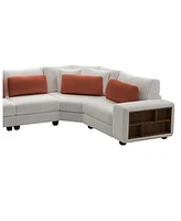 Modular Three-seat Corner Sofa, Wooden Frame Locker with Armrests, Stylish and Comfortable, Cream Style, Beige