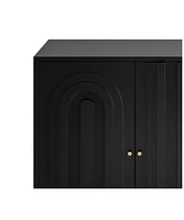 Black Lacquered 4-Door Sideboard Cabinet for Living Room and Beyond