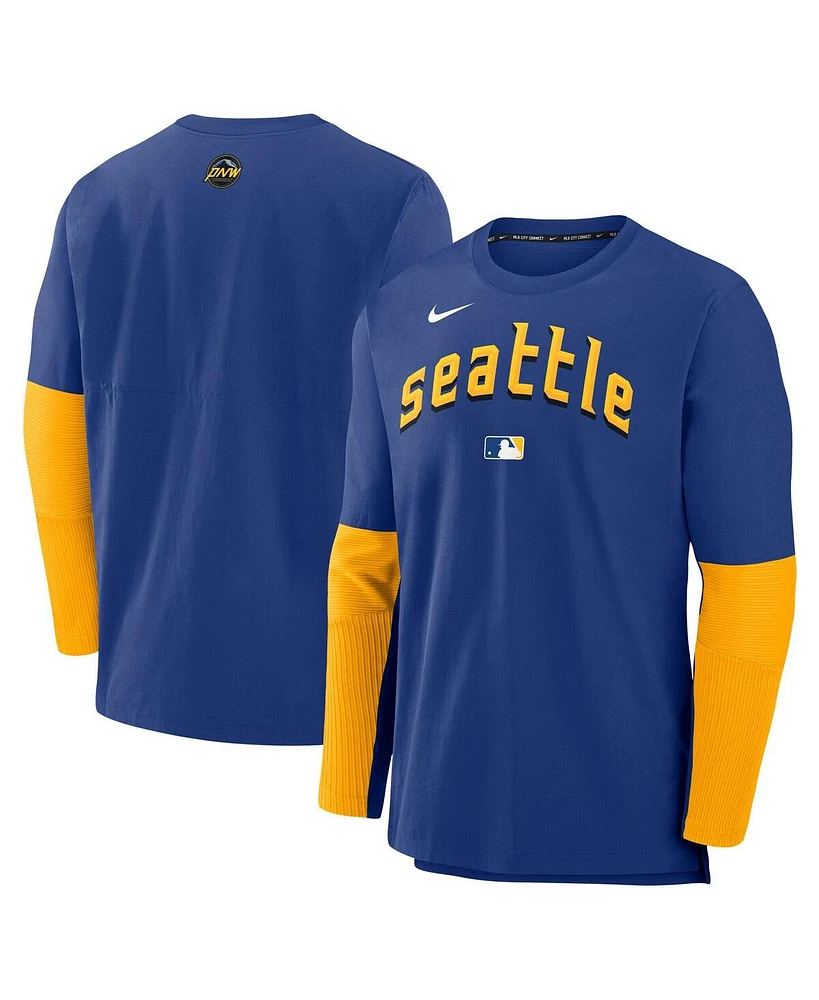 Nike Men's Royal Seattle Mariners Authentic Collection City Connect Lightweight Player Tri-Blend Performance Long Sleeve T-Shirt