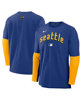 Nike Men's Royal Seattle Mariners Authentic Collection City Connect Lightweight Player Tri-Blend Performance Long Sleeve T-Shirt