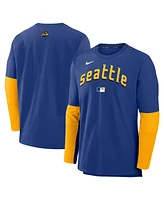 Nike Men's Royal Seattle Mariners Authentic Collection City Connect Lightweight Player Tri-Blend Performance Long Sleeve T-Shirt