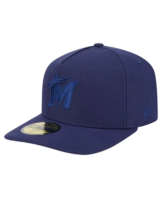 New Era Men's Navy Miami Marlins Color Pack A-Frame 59FIFTY Fitted Hat