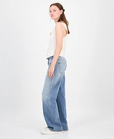 Celebrity Pink Juniors' Slouchy Wide-Leg Foldover-Waist Jeans