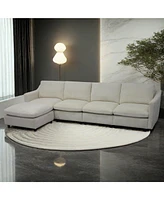 Beige Modular Cloud Sofa, Ottoman & Pillows: Modern Living Room Couch