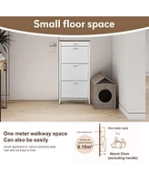 Shoe Storage Cabinet with 3 Flip Drawers & 1 Open Drawer
