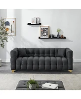 80 inches long, 21.7 inches deep, American body structure, technology fabric sofa, 3 seats waterproof and stain-proof, Black anti-cat paw sofa