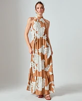 English Factory Women's Floral Halter Maxi Dress