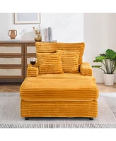 Cozy Armchair & Ottoman Set: 39" Spring Upholstered Sofa with Cup Holder