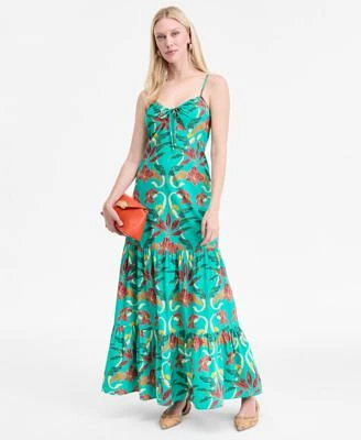 I.N.C. International Concepts Womens Floral Print Smocked Back Tiered Maxi Dress Avahh Sculpted Clutch Abron Pointed Dorsay Flats Exclusively At Macys