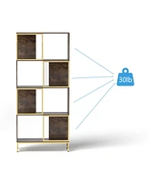 4-Tier Industrial Bookcase, Rustic Wood and Metal Frame, Asymmetrical Shelf Design, Display Storage Shelf for Living Room, Home Office, Small Space