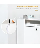 Slim Shoe Cabinet, Trendy Shoe Storage Cabinet with 3 Large Fold-Out Drawers & a Spacious Top Surface for Small Items, White